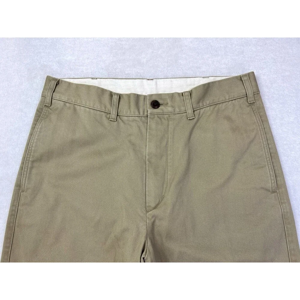 Uniqlo Straight Chino Trousers Relaxed Fit Pants Cotton Mens 32x30 Brown 479424